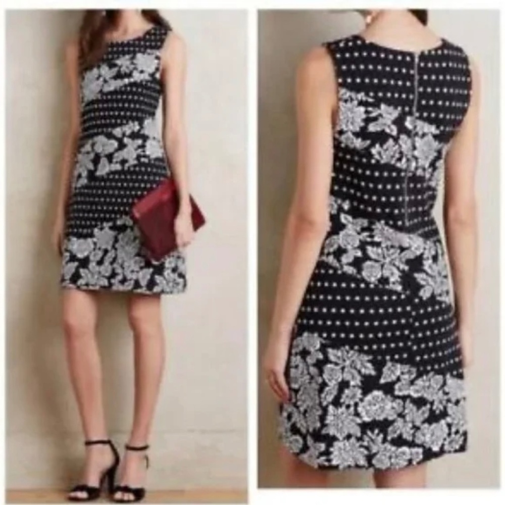Anthropologie Maeve Knit Dress Black and White Medium